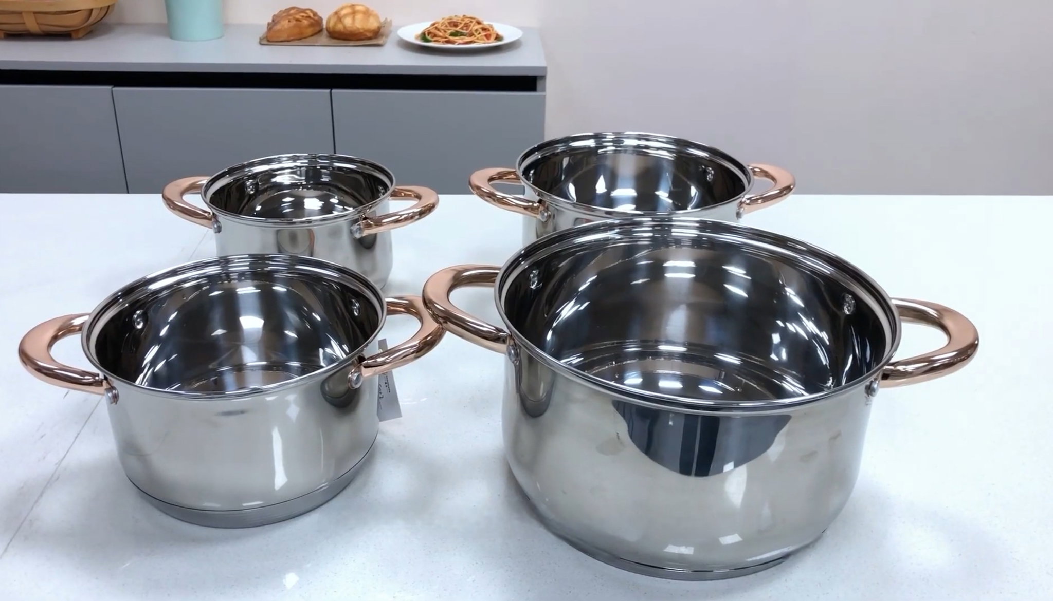  14 Pcs Non-Stick Stainless Steel Cookware Pot Sets with Glass Lids _10