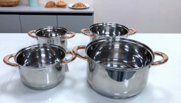  14 Pcs Non-Stick Stainless Steel Cookware Pot Sets with Glass Lids 