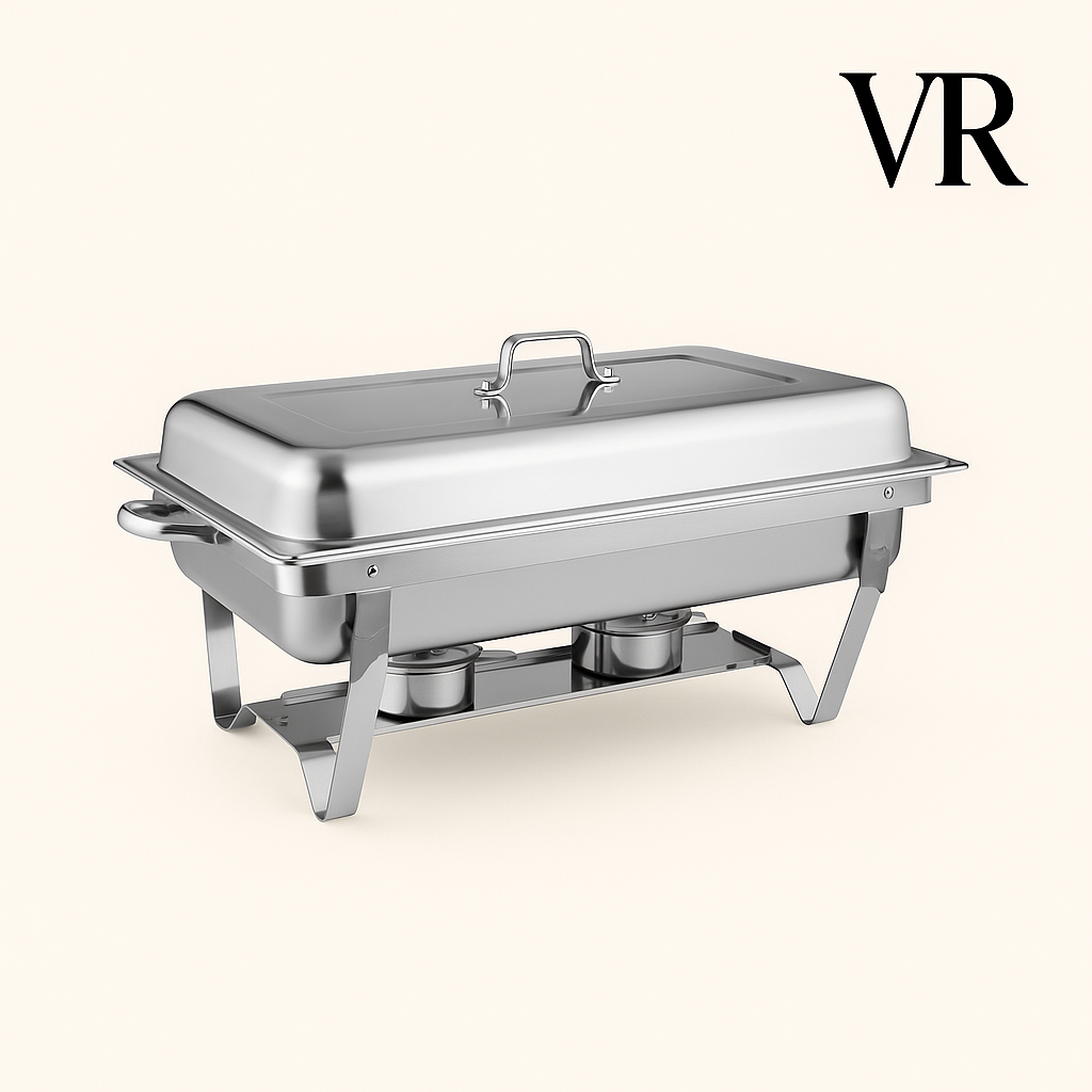 Silver Rectangular Catering Chafer Warmer Set with Tray Pan Lid