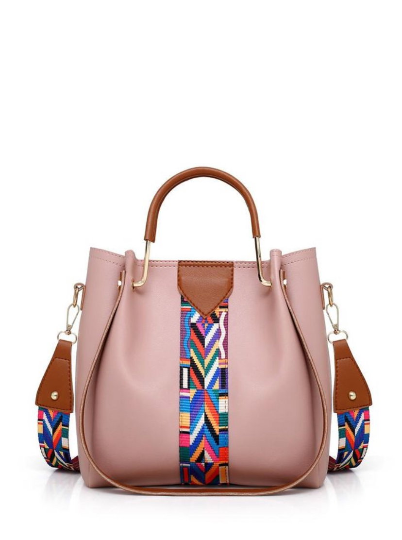 Fashionable women’s bag 4 pieces leather shoulder/handbags Set - Pink _1
