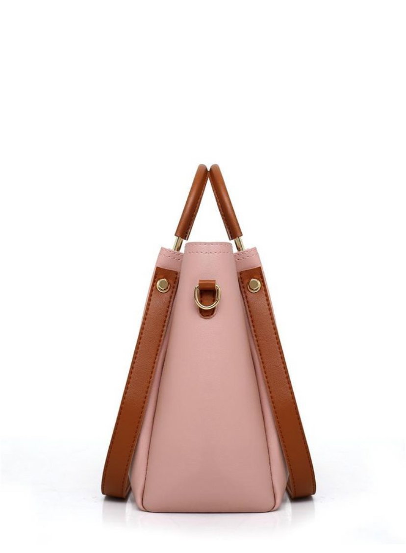 Fashionable women’s bag 4 pieces leather shoulder/handbags Set - Pink _2