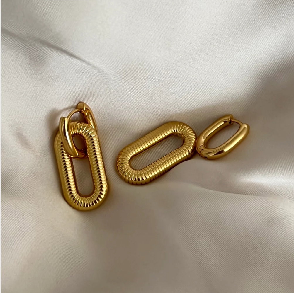 Nola Oval Drop Earrings - Gold_1