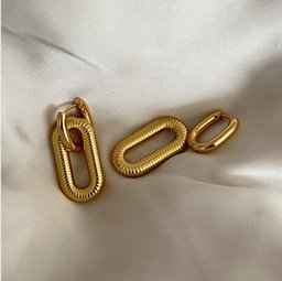 Nola Oval Drop Earrings - Gold