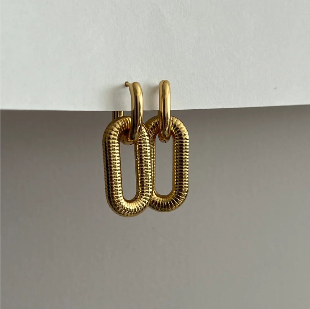 Nola Oval Drop Earrings - Gold_0