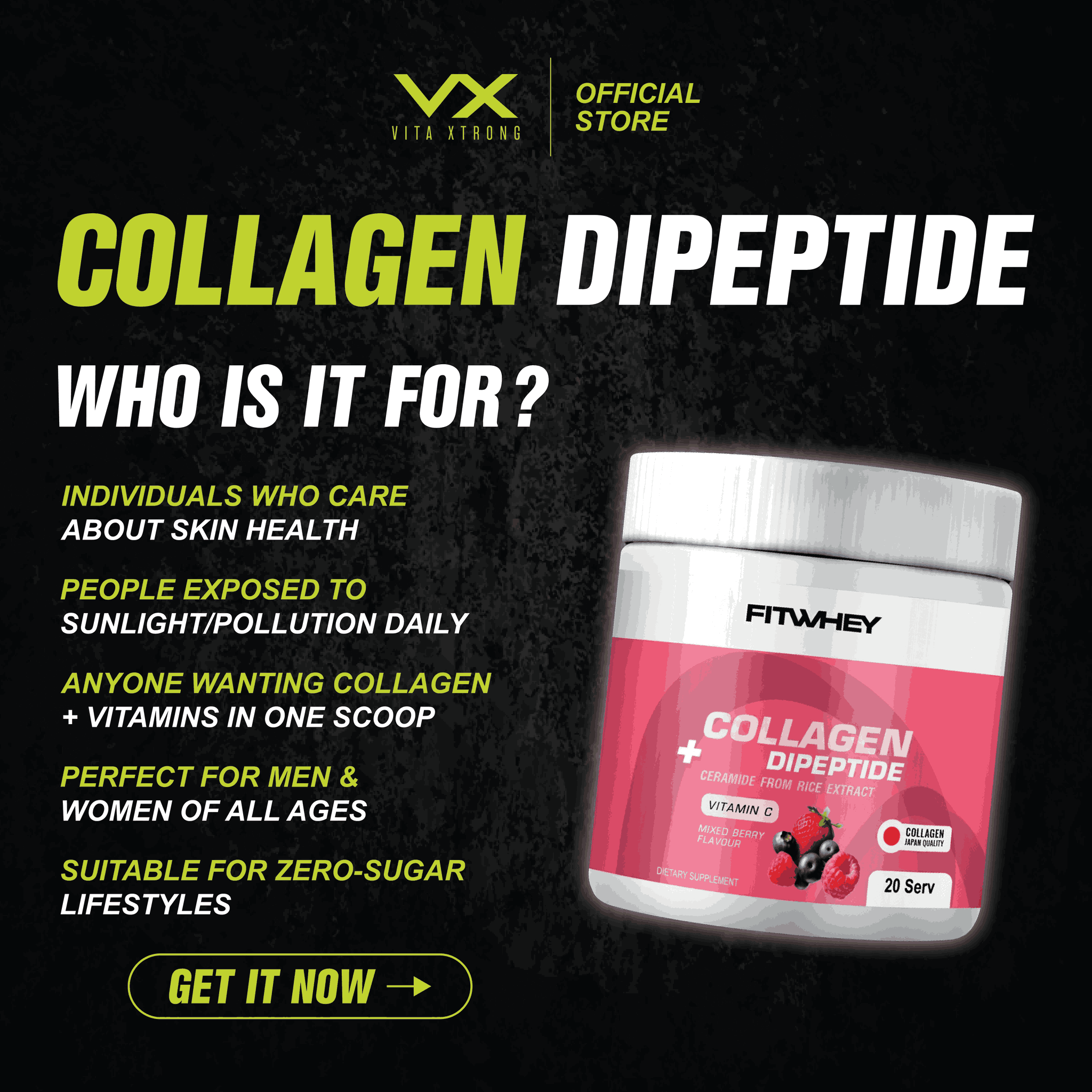 FITWHEY™ Collagen Dipeptide 5555mg (20 Servings) | Marine Collagen Powder | Skin Hydration • Beauty & Glow • Zero Sugar_6