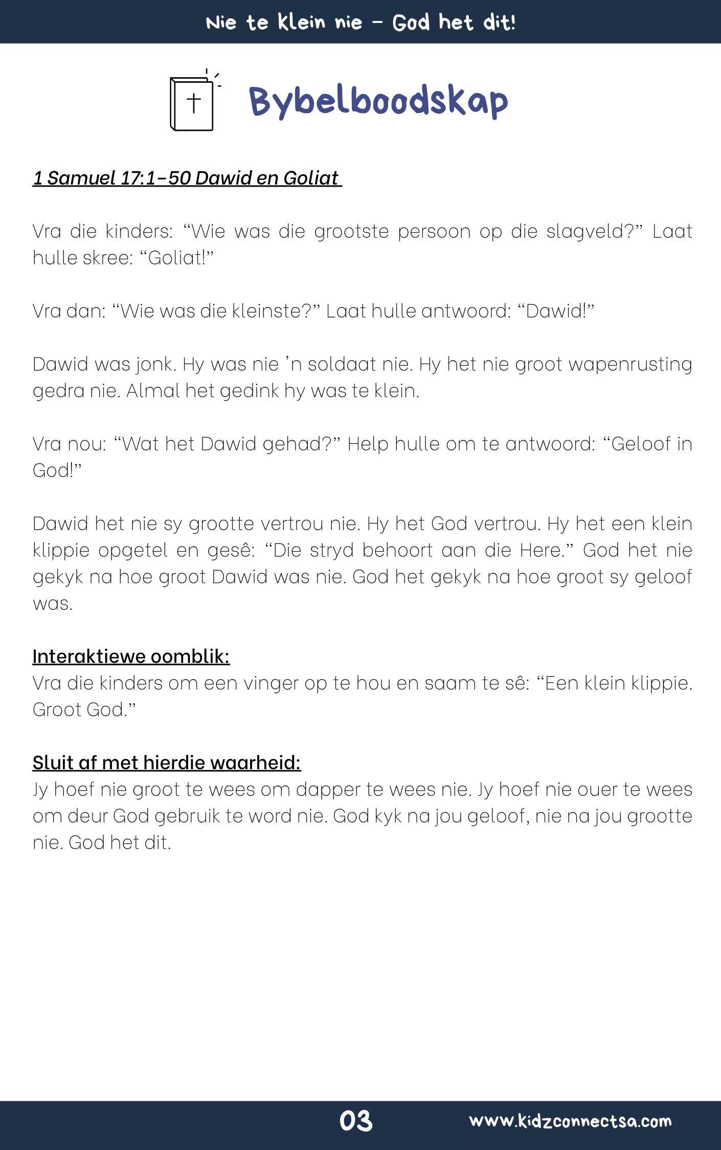 God het dit – 4 weke se kinderkerklesse vir laerskool kinders_4