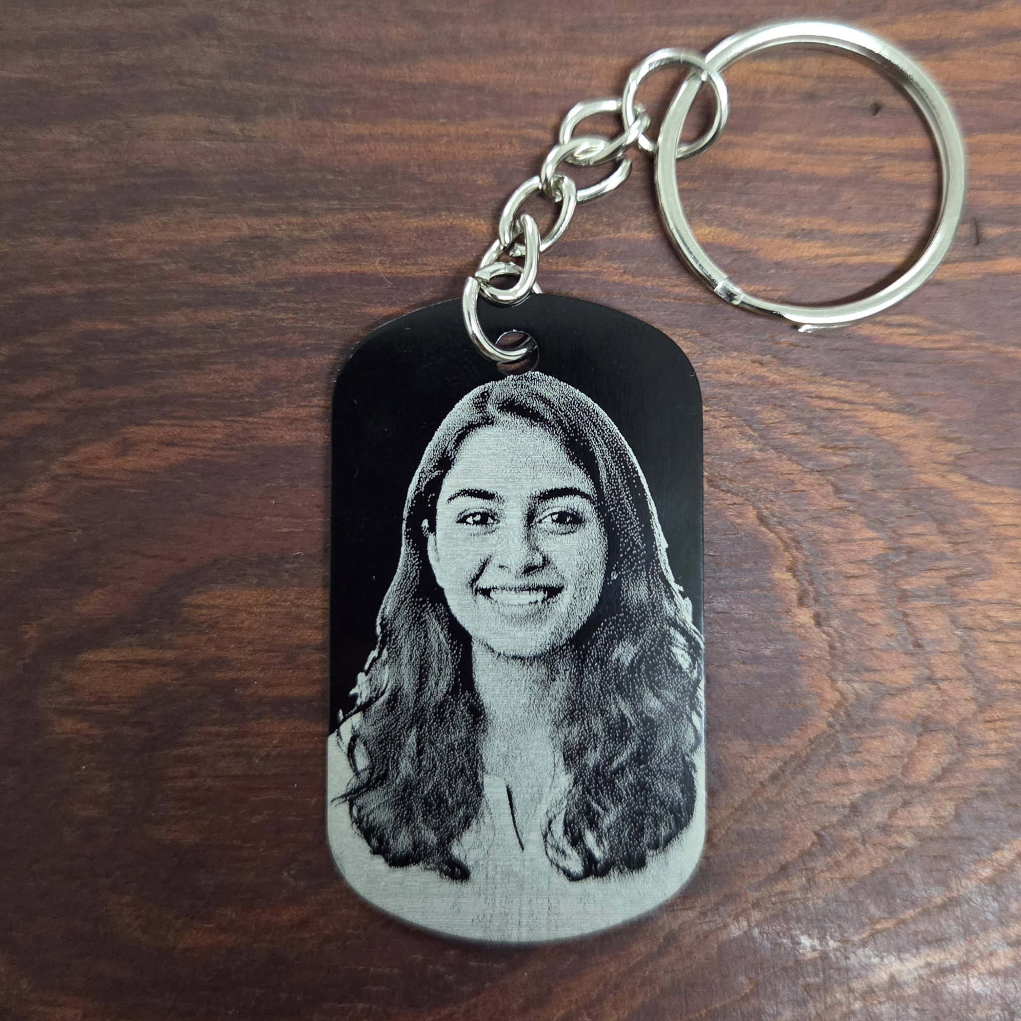 Custom Photo Engraved Keychain | Black Anodized Aluminum Personal Picture Tag_1