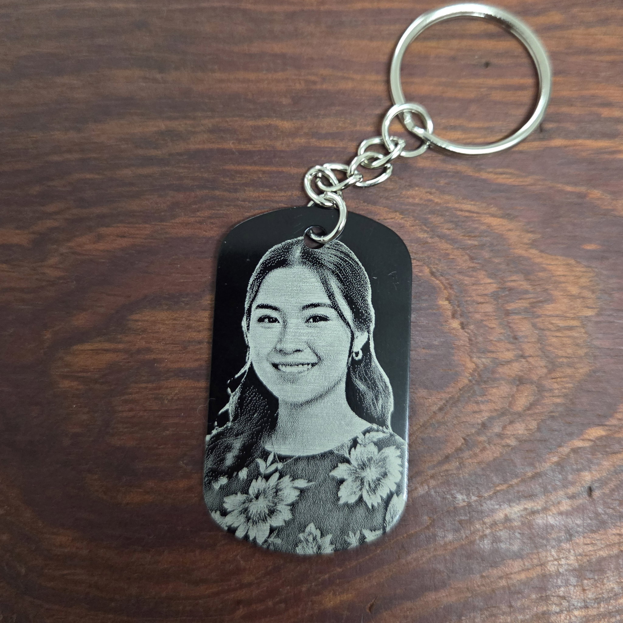 Custom Photo Engraved Keychain | Black Anodized Aluminum Personal Picture Tag_3