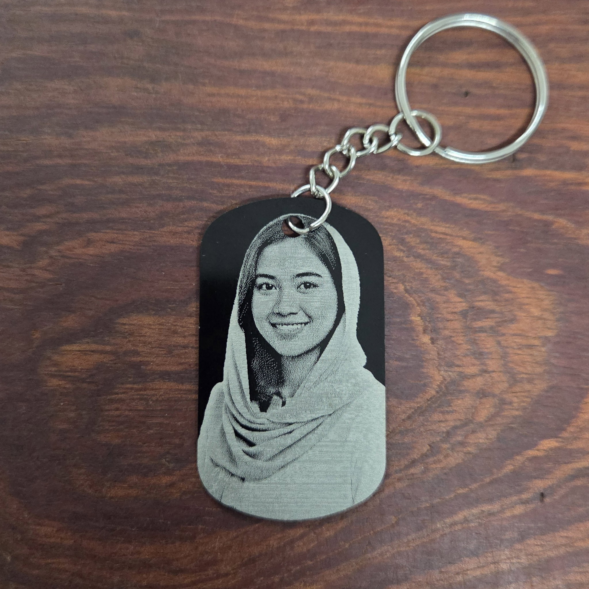Custom Photo Engraved Keychain | Black Anodized Aluminum Personal Picture Tag_2