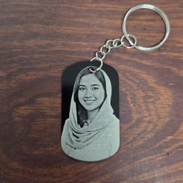 Custom Photo Engraved Keychain | Black Anodized Aluminum Personal Picture Tag