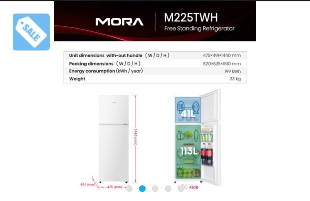 Mora 154L Top Mount freezer fridge with Adjustable Shelves, Recessed Handle_1