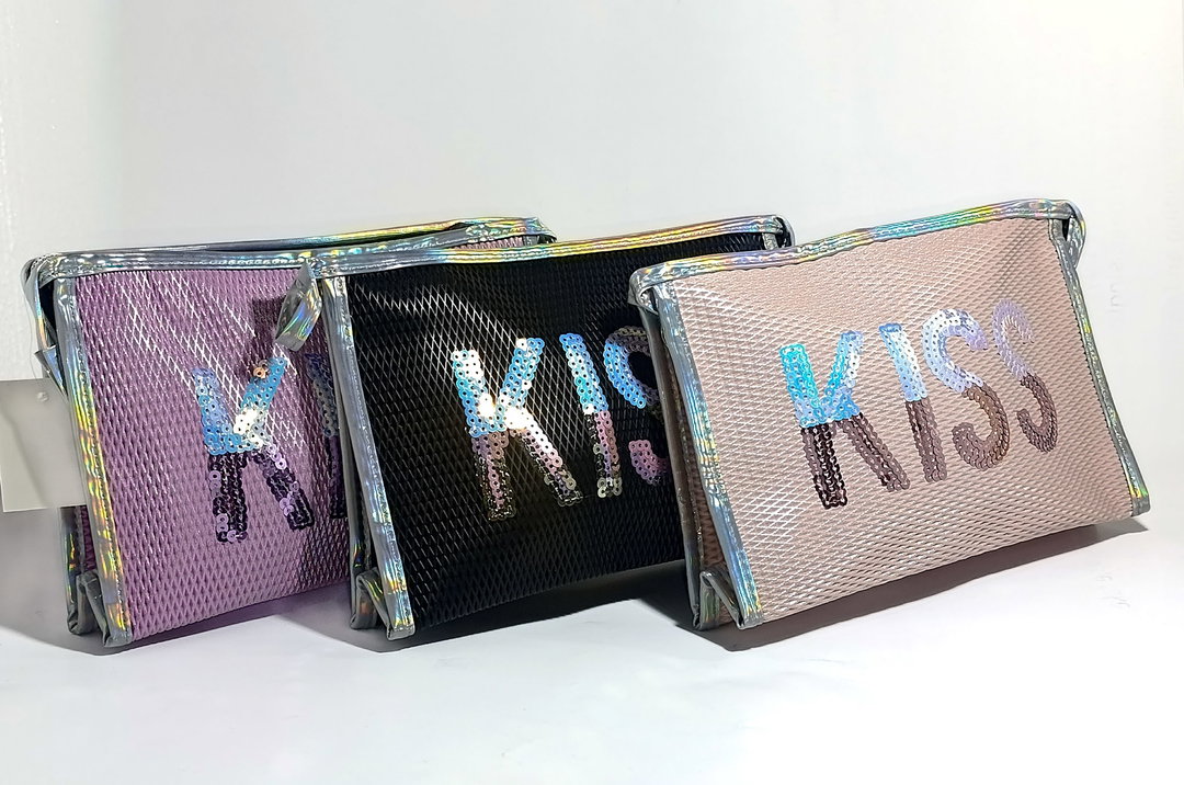 Kiss Kiss Sequin Cosmetic Pouch