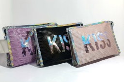 Kiss Kiss Sequin Cosmetic Pouch