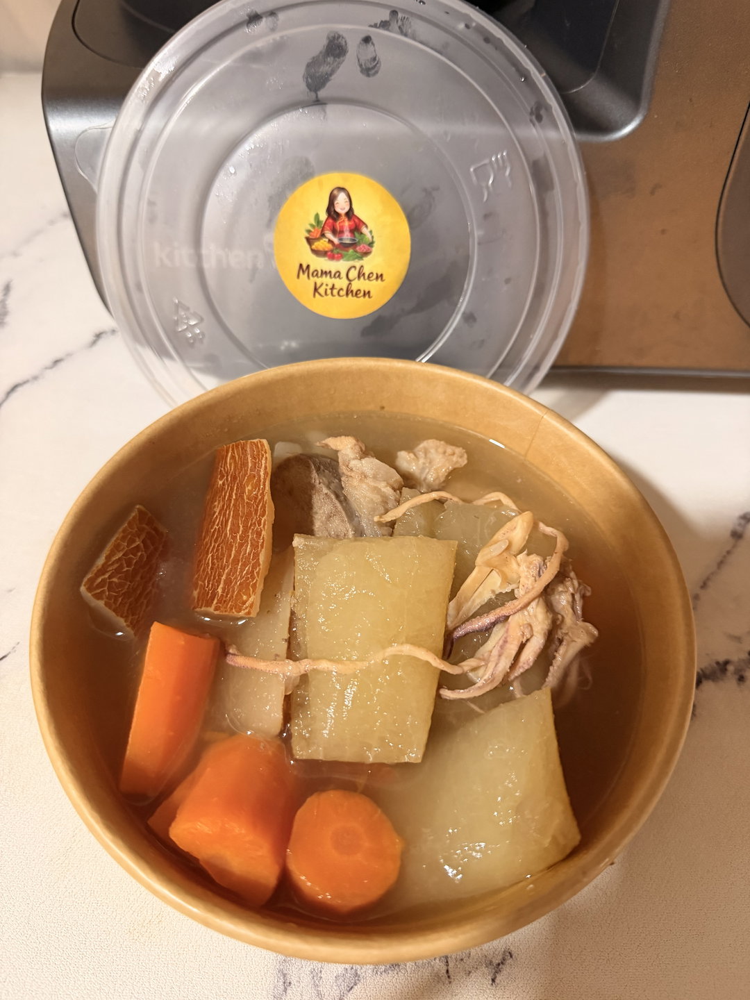 Old cucumber soup with carrots & pork ribs