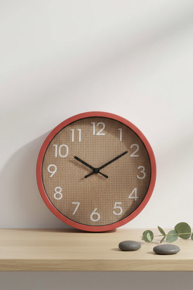 Burlap Accent Wall Clock (20cm)_1