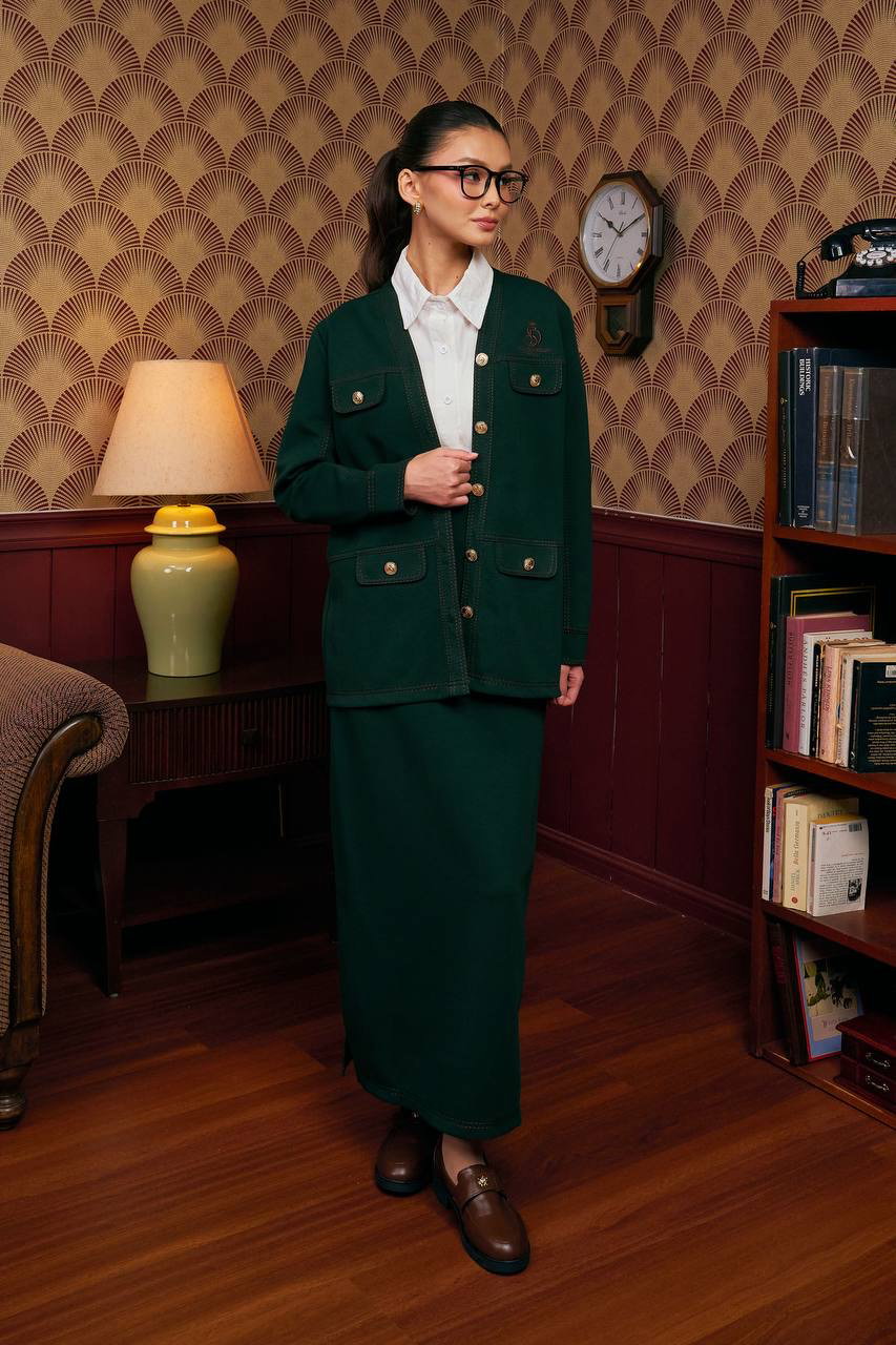 (Pre-order) She Dazzle Darla Cardigan set - Forest Green