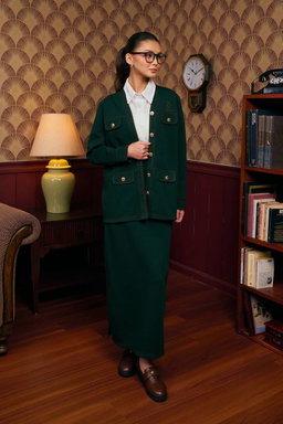 (Pre-order) She Dazzle Darla Cardigan set - Forest Green