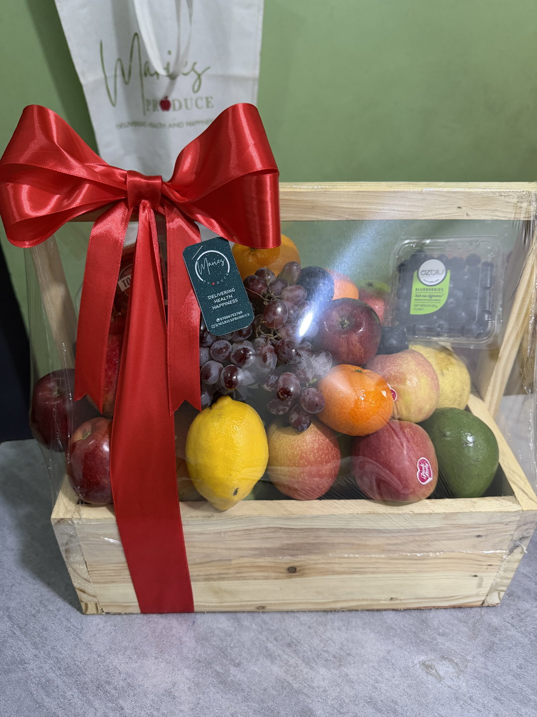 Fruits in a wooden box