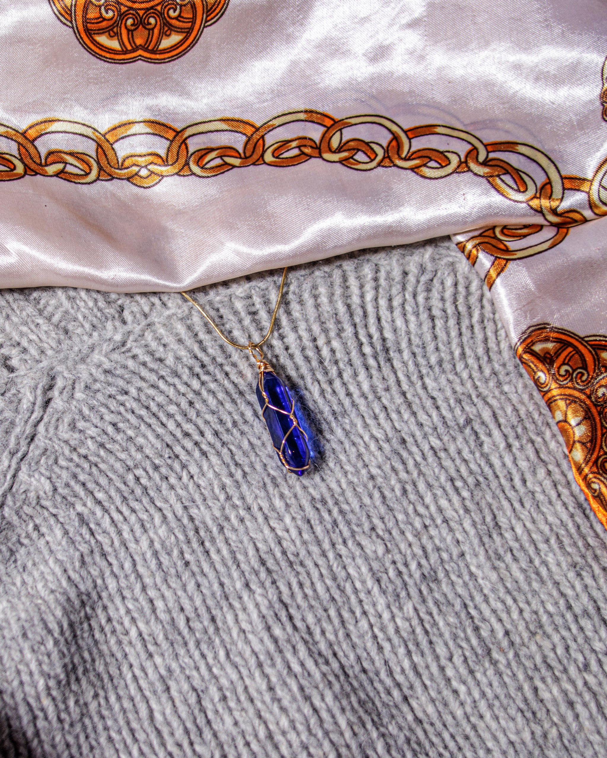Blue Crystal Gold Necklace_1