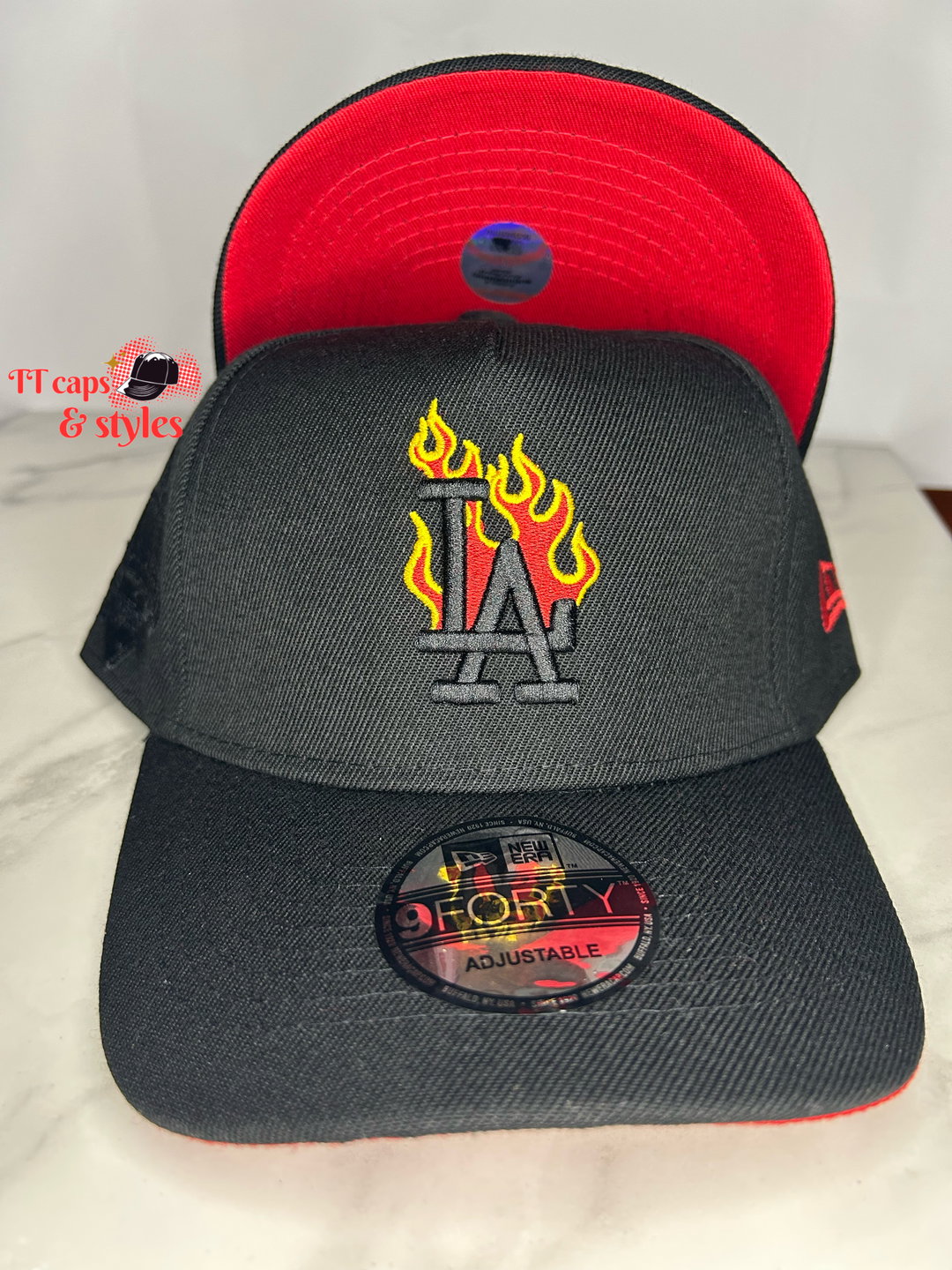 Black la with flame 9forty new era