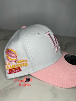 White and pink LA  9forty new era World Series 2024