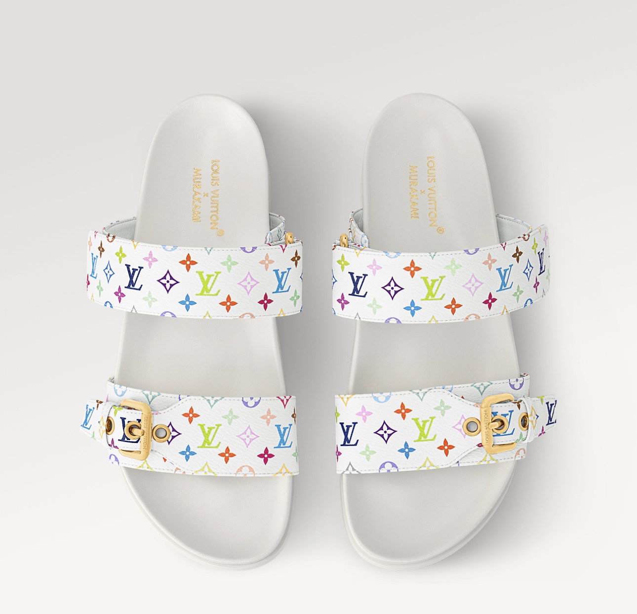 Sandálias Louis Vuitton Murakami brancas _2