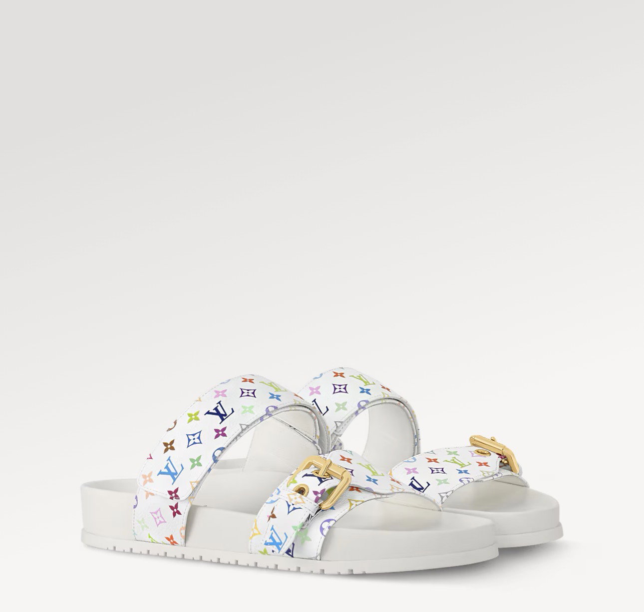 Sandálias Louis Vuitton Murakami brancas _1