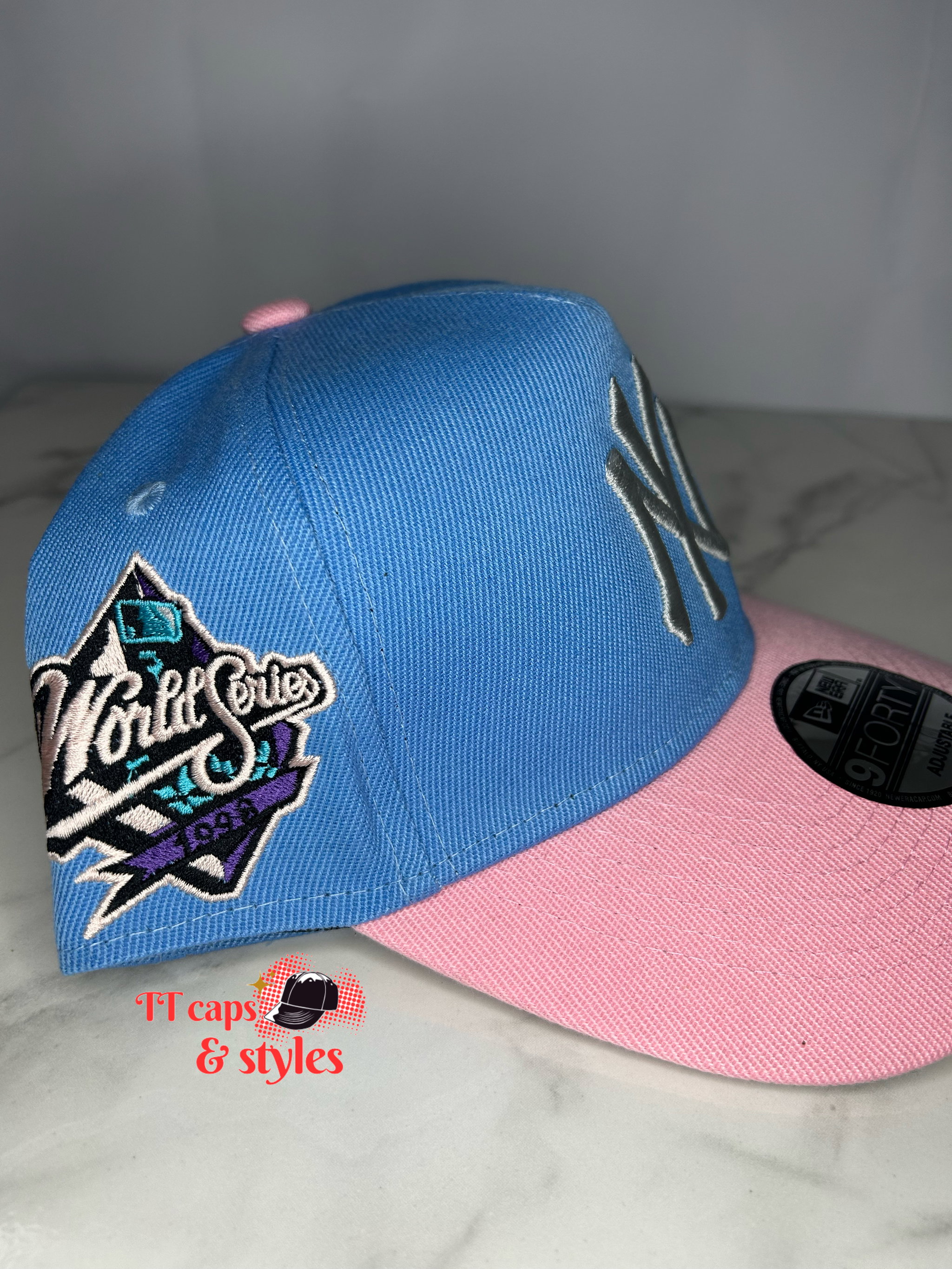 Pink and blue two colored NY NEW ERA World Series 1998_1