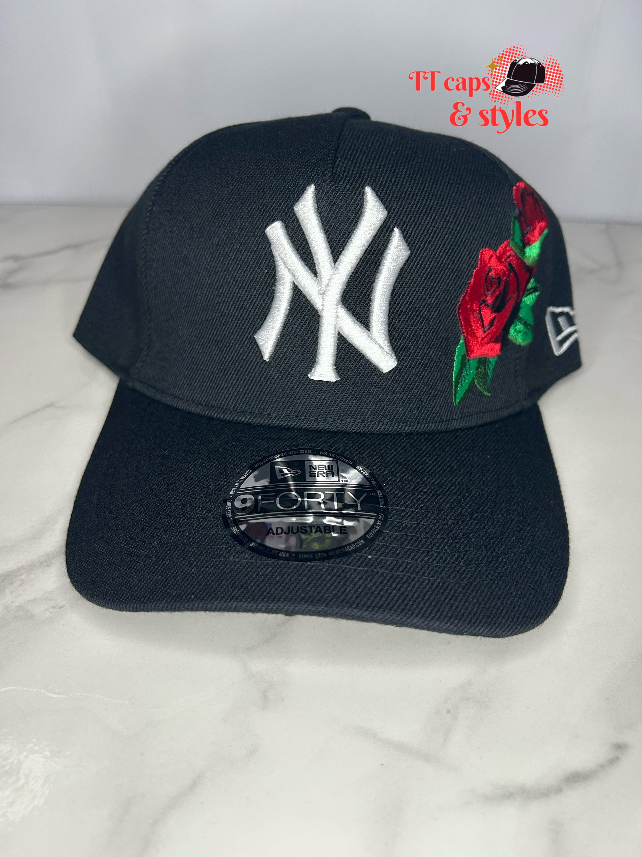 Black Double rose NY NEW ERA _0