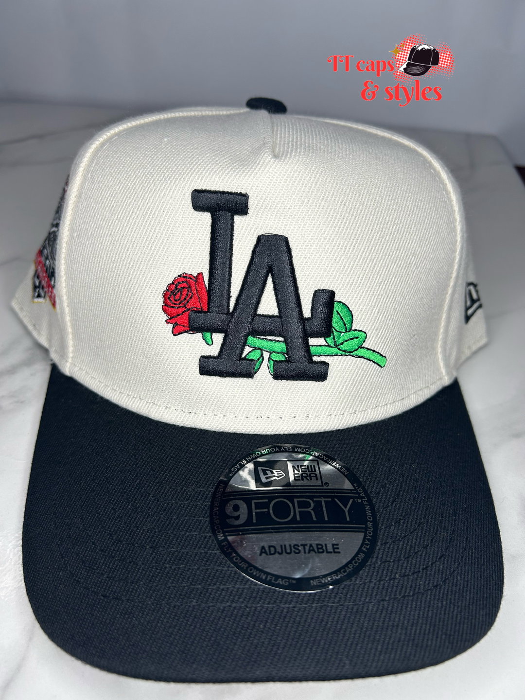 Cream and black LA with rose Dodgers 1958-2018