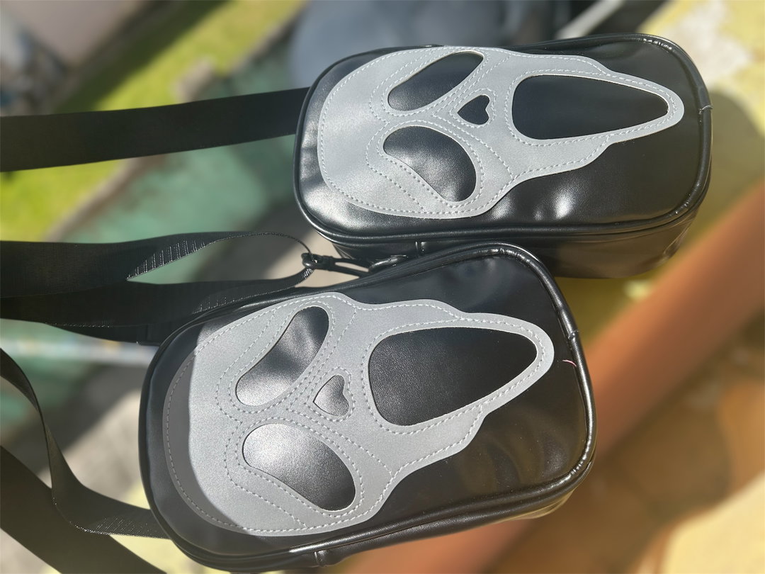 Black and grey/silver ghost face bag 
