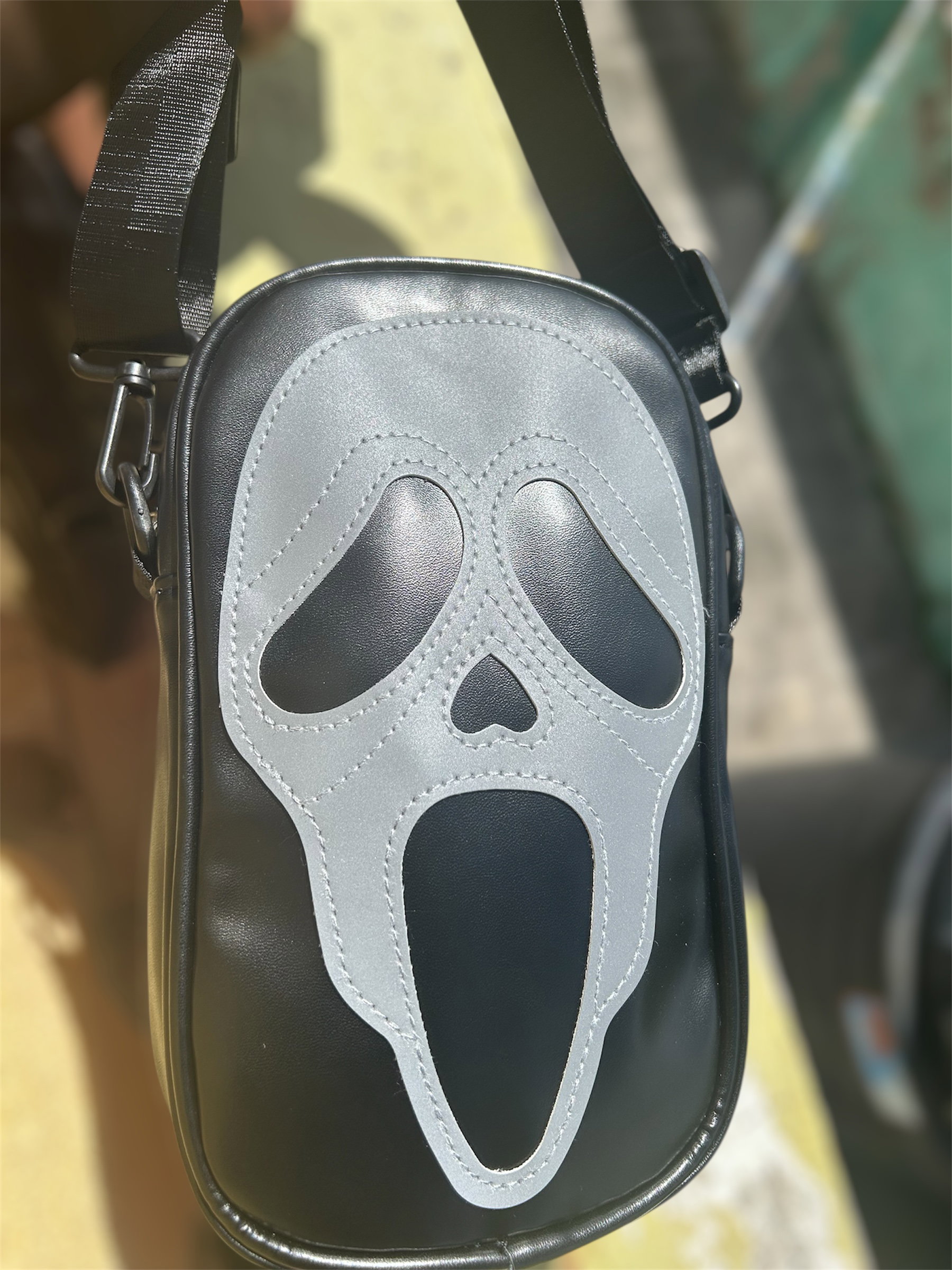 Black and grey/silver ghost face bag _1