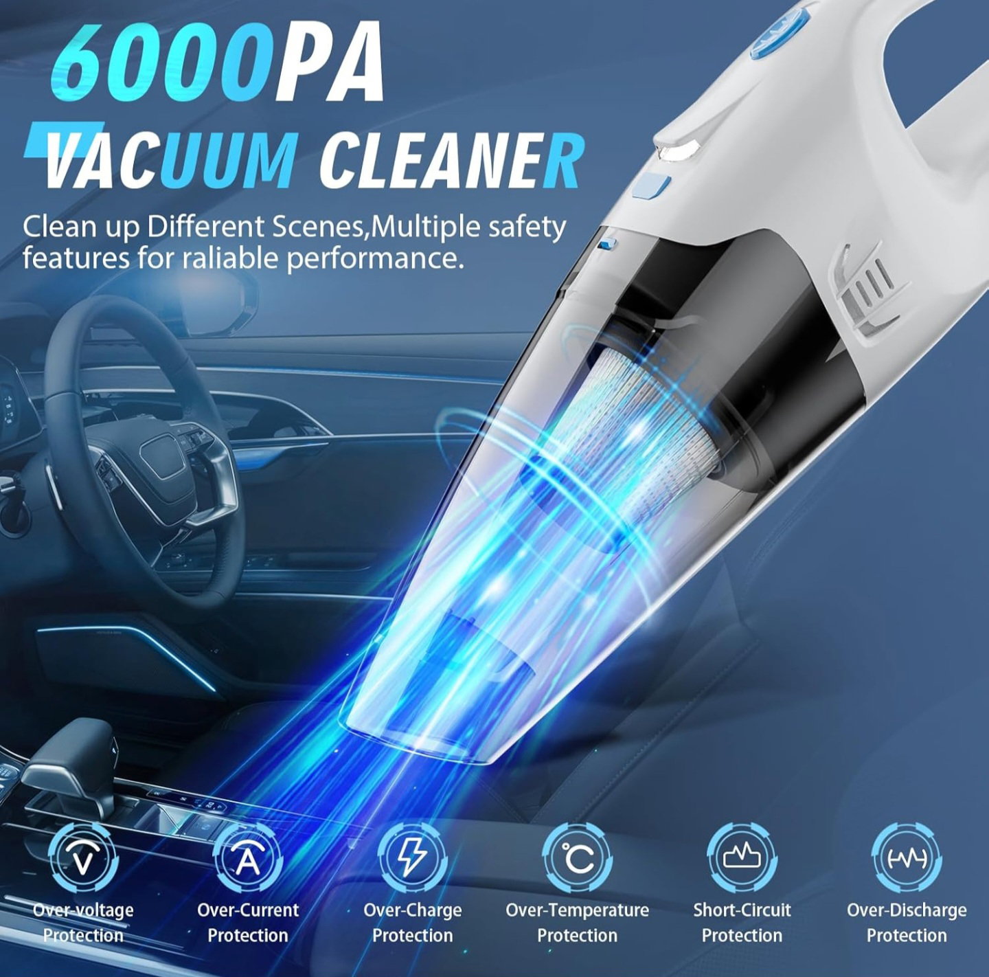 Handheld Vacuum Cordless I Car Vacuum Portable Cordless 650mL Washable Dustbin | 25-Min Runtime Rechargeable Hand Held Vacuum 8000Pa Powerfu Suction_1