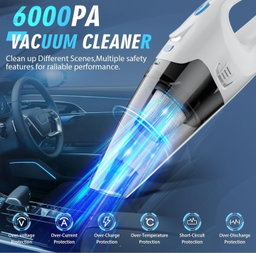 Handheld Vacuum Cordless I Car Vacuum Portable Cordless 650mL Washable Dustbin | 25-Min Runtime Rechargeable Hand Held Vacuum 8000Pa Powerfu Suction
