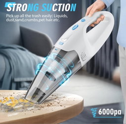 Handheld Vacuum Cordless I Car Vacuum Portable Cordless 650mL Washable Dustbin | 25-Min Runtime Rechargeable Hand Held Vacuum 8000Pa Powerfu Suction