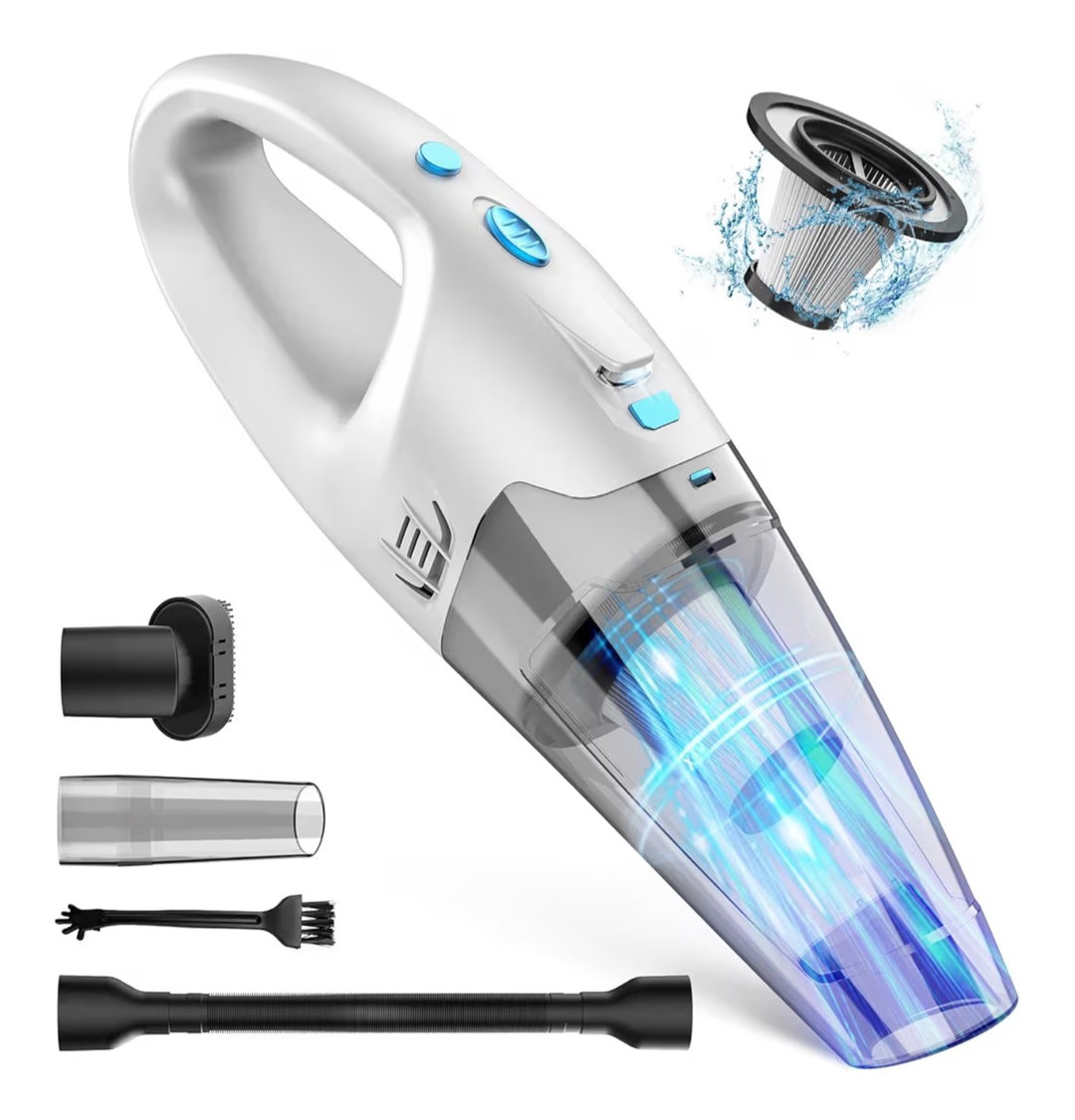 Handheld Vacuum Cordless I Car Vacuum Portable Cordless 650mL Washable Dustbin | 25-Min Runtime Rechargeable Hand Held Vacuum 8000Pa Powerfu Suction