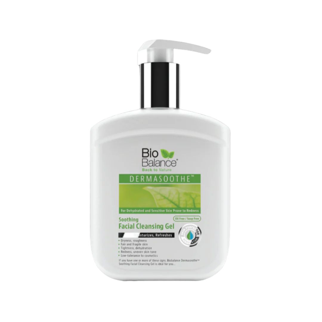 BIO BALANCE DERMASOOTHE FACIAL CLEANSING GEL SOOTHING - 250ML |بايو بالانس غسول للبشرة الحساسه خالي من العطور والسلفات والكحول - 250 مل
