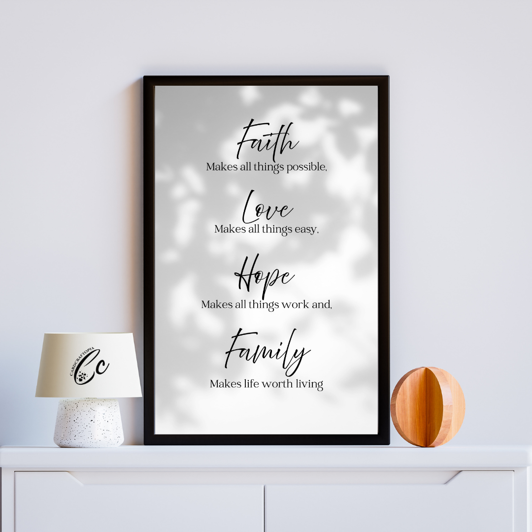 Faith, Love, Hope, Family Frame
