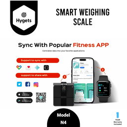 Hygets N4 Smart Body Composition Weighing Scale (8-Electrode Full-Body) – Offline Setup + Printable Report