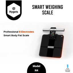 Hygets N4 Smart Body Composition Weighing Scale (8-Electrode Full-Body) – Offline Setup + Printable Report