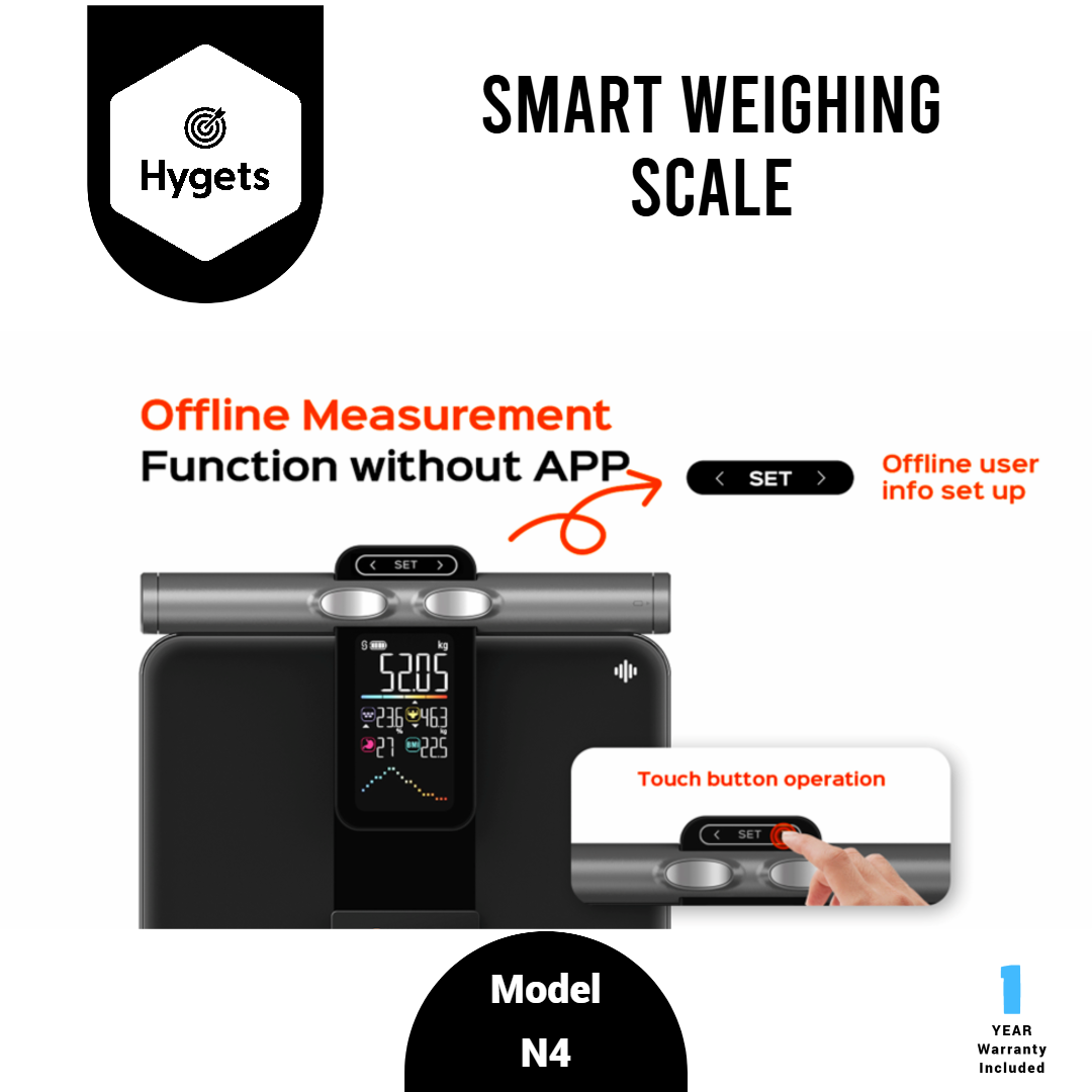 Hygets N4 Smart Body Composition Weighing Scale (8-Electrode Full-Body) – Offline Setup + Printable Report_2