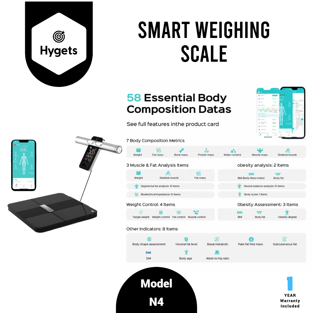 Hygets N4 Smart Body Composition Weighing Scale (8-Electrode Full-Body) – Offline Setup + Printable Report_12