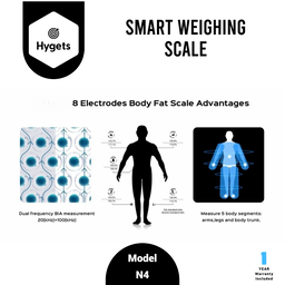 Hygets N4 Smart Body Composition Weighing Scale (8-Electrode Full-Body) – Offline Setup + Printable Report