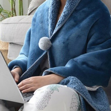 多功能加厚絨披肩毛毯 Multi-functional Thick Fleece Shawl Blanket_0