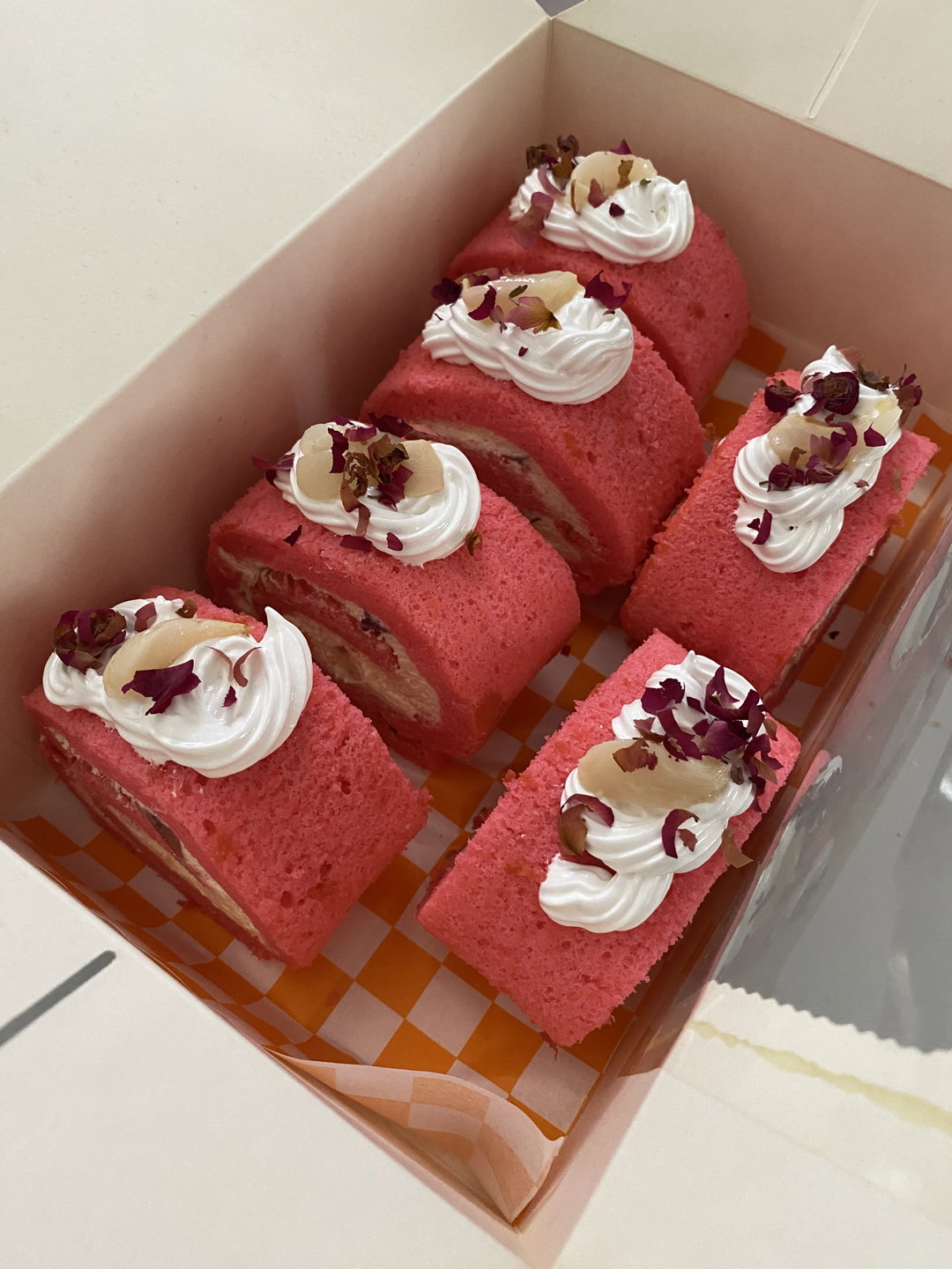 Pink Velvet with Lychee Rose Jelly Cake Rolls
