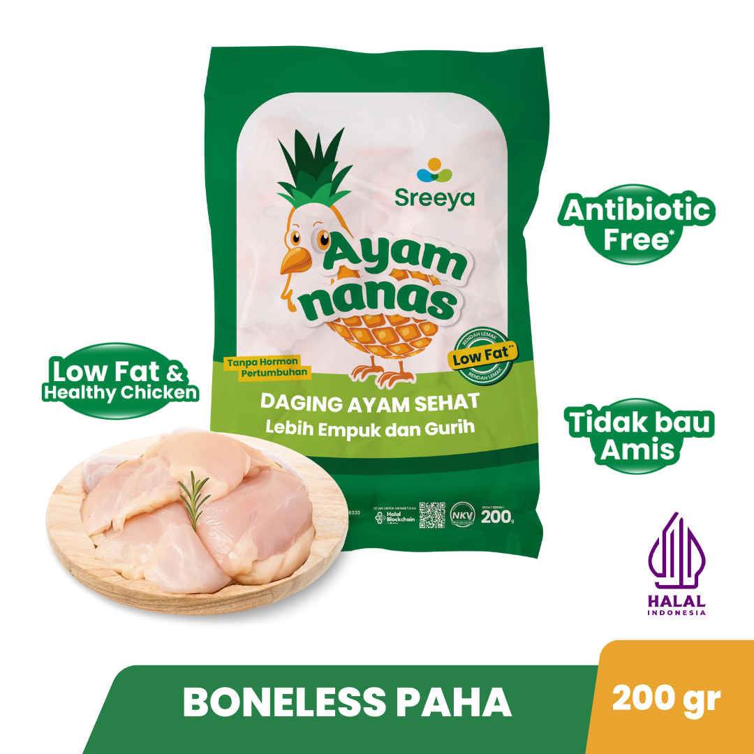 Paha Boneless Merk Ayam Nanas Sreeya 200gram (Low-Fat)