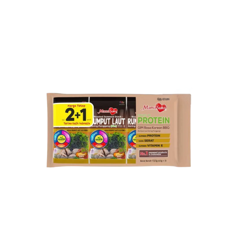 Rumput Laut Kering (Nori) Mamasuka Rasa Korean BBQ 3pcs 4.5gram