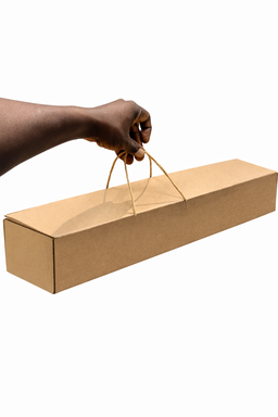 GRILLED FISH TAKEOUT BOXES WITH TWIST HANDLES - 20” x 4.5” x 4”  BROWN - (CLOSED TOP; NON -WINDOWED)