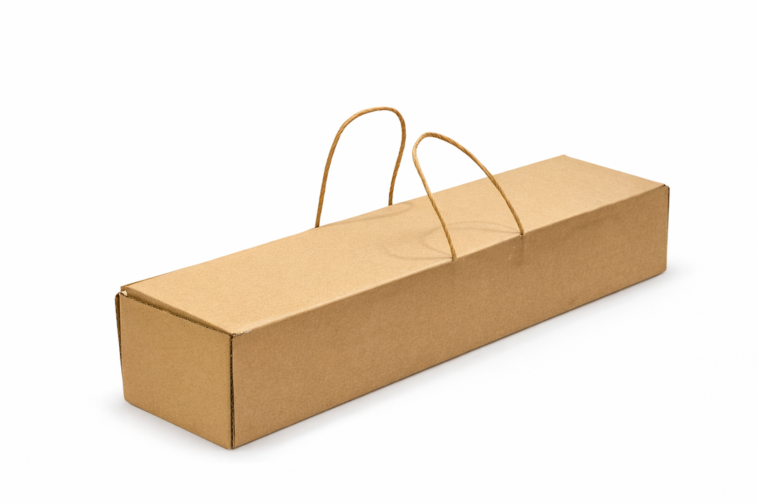 GRILLED FISH TAKEOUT BOXES WITH TWIST HANDLES - 20” x 4.5” x 4” BROWN - (CLOSED TOP; NON -WINDOWED)