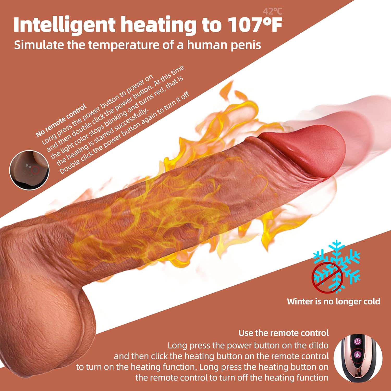 8.7" Huge Thrusting Heating Vibrator Big Dildo Telescopic _4